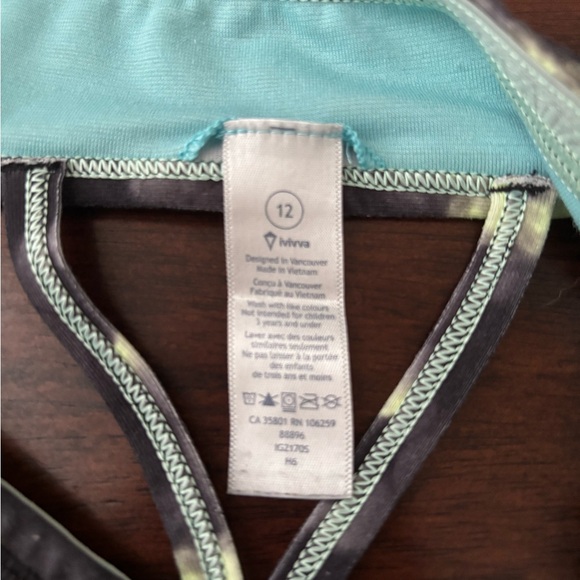 Ivivva Black Blue and Yellow Sporta Bra Whimsical Design size 12 - Picture 3 of 3